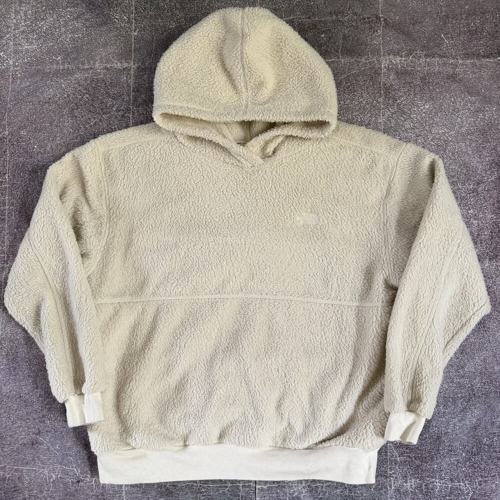 Women's The North Face Bleached Sand TNF Sherpa Pullover Hoodie Sweatshirt Sz XL